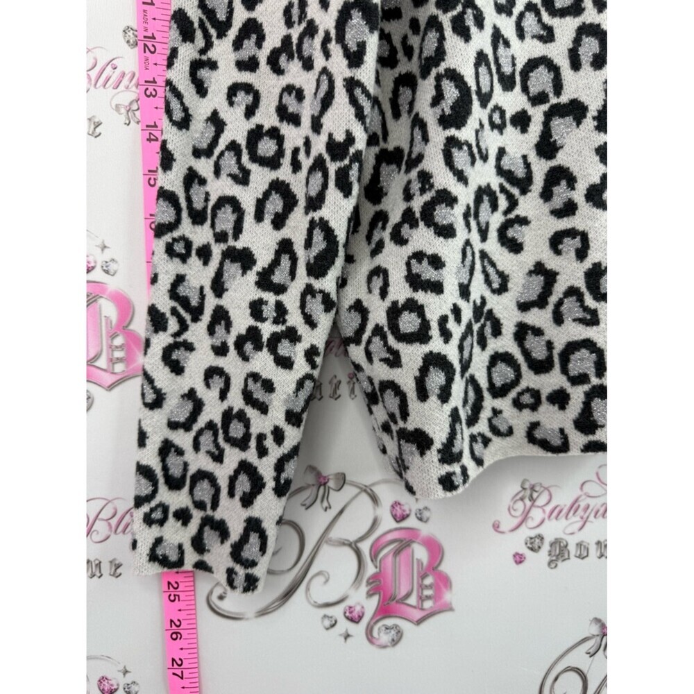 Cynthia Rowley sweater sparkly Black and White Leopard Print Turtleneck Sweater - Picture 3 of 12